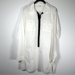 NWT J Crew Cotton Pop Over Long Sleeved Collared Mini Shirt Dress Size Medium